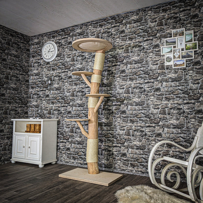 Naturkratzbaum 3665 Kratzbaum Natur Holz Design 185 cm hoch Katzenbaum