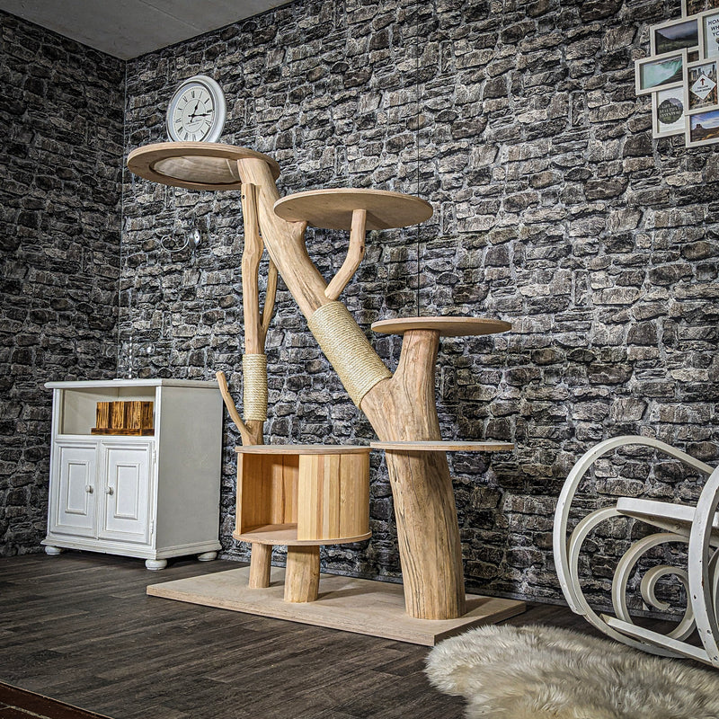 Naturkratzbaum 3682 Kratzbaum Natur Holz Design 160 cm hoch Katzenbaum