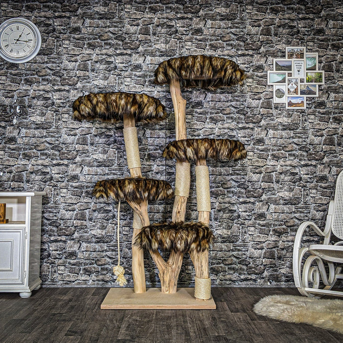 Naturkratzbaum 3686 Kratzbaum Natur Holz Design 175 cm hoch Katzenbaum