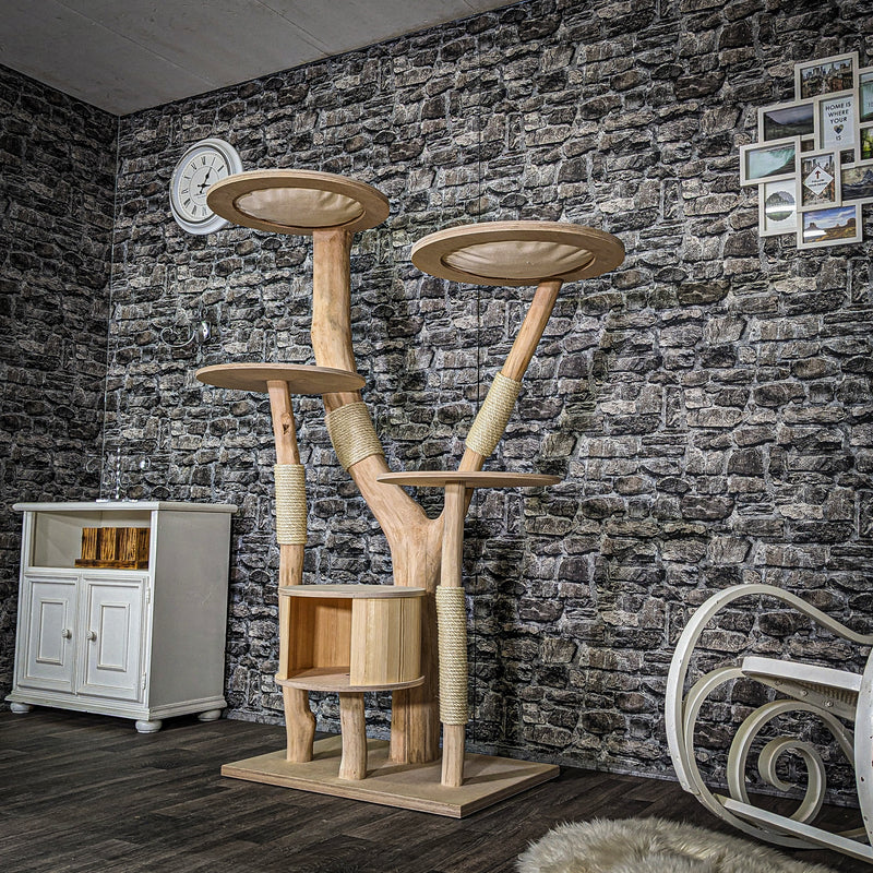 Naturkratzbaum 3696 Kratzbaum Natur Holz Design 174 cm hoch Katzenbaum