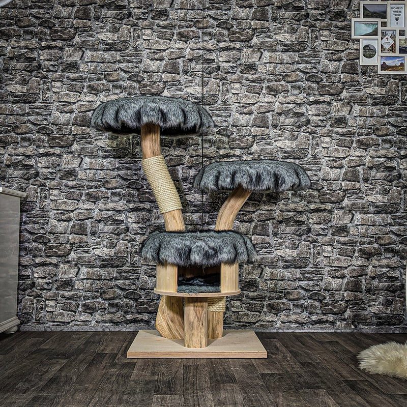 RESERVIERT + ÄNDERUNG - Naturkratzbaum 3699 Kratzbaum Natur Holz Design 118 cm hoch Katzenbaum
