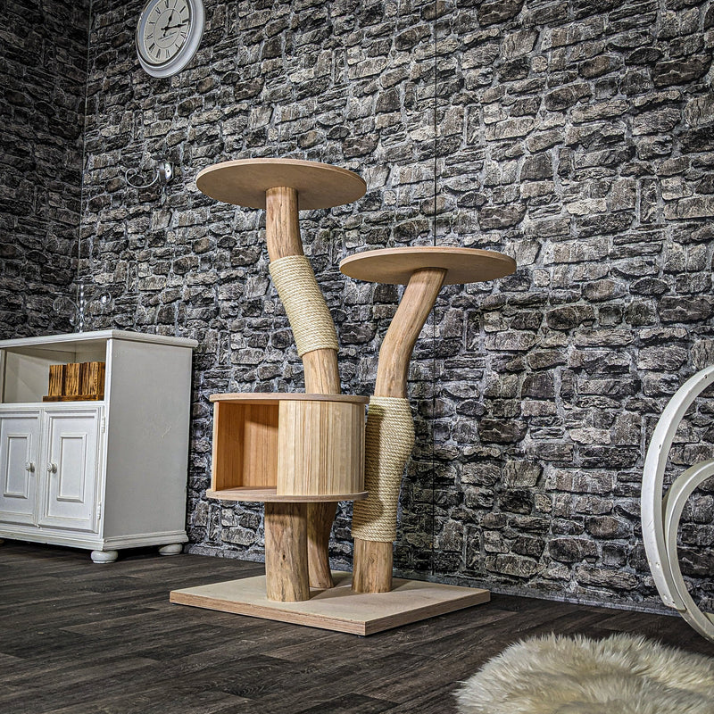 RESERVIERT + ÄNDERUNG - Naturkratzbaum 3699 Kratzbaum Natur Holz Design 118 cm hoch Katzenbaum