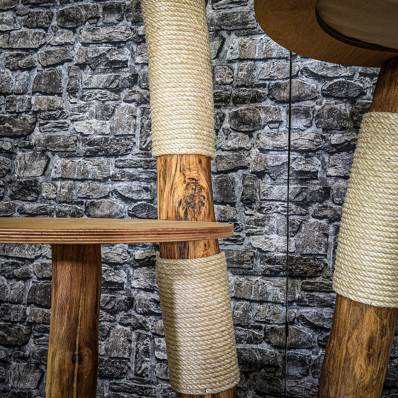 RESERVIERT + ÄNDERUNGEN - Naturkratzbaum 3702 Kratzbaum Natur Holz Design 145 cm hoch Katzenbaum