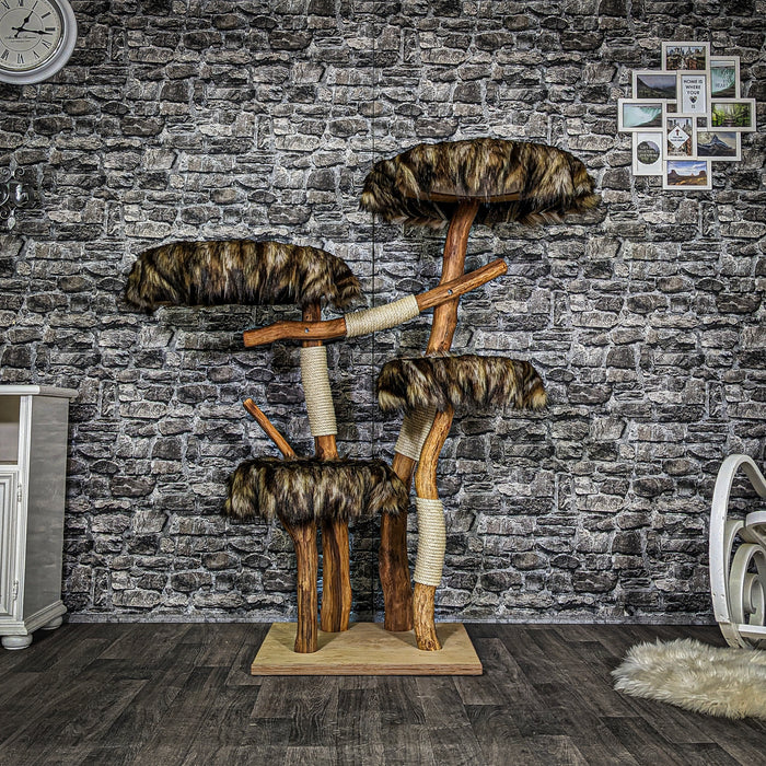 Naturkratzbaum 3705 Kratzbaum Natur Holz Design 145 cm hoch Katzenbaum