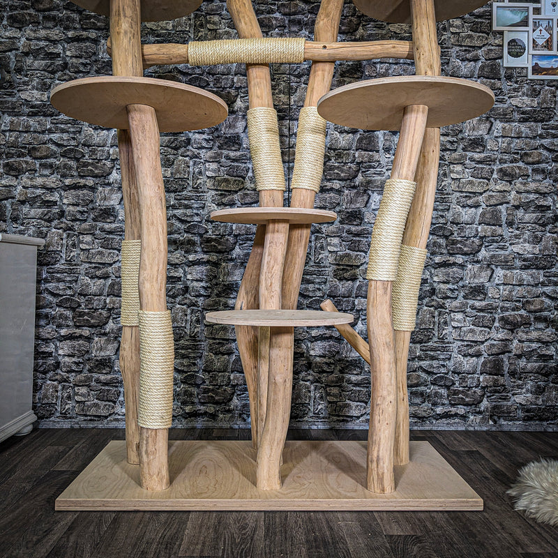 Naturkratzbaum 3707 Kratzbaum Natur Holz Design 207 cm hoch Katzenbaum