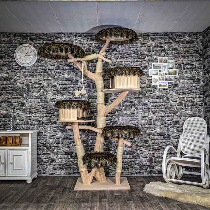 RESERVIERT + ÄNDERUNG - Naturkratzbaum 3710 Kratzbaum Natur Holz Design 235 cm hoch Katzenbaum