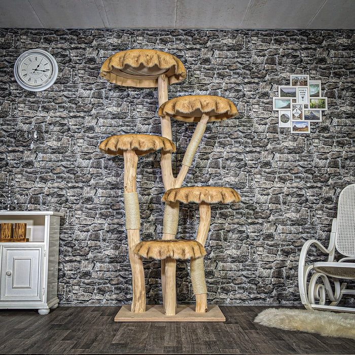 Naturkratzbaum 3729 Kratzbaum Natur Holz Design 195 cm hoch Katzenbaum