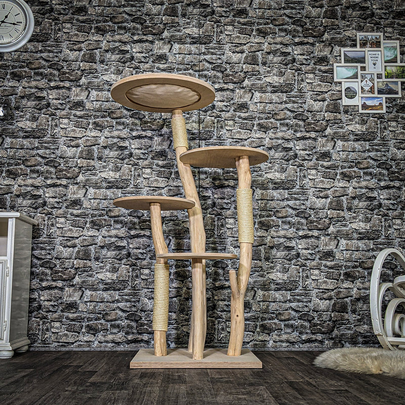 Naturkratzbaum 3744 Kratzbaum Natur Holz Design 145 cm hoch Katzenbaum