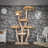 Naturkratzbaum 3750 Kratzbaum Natur Holz Design 215 cm hoch Katzenbaum