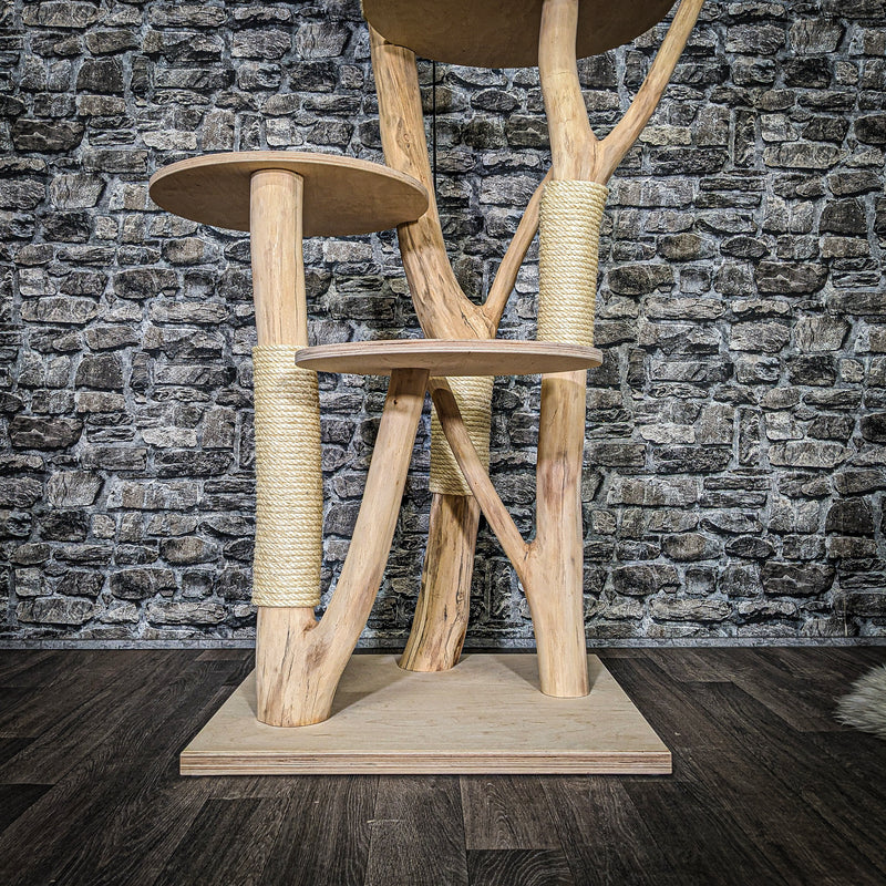 Naturkratzbaum 3753 Kratzbaum Natur Holz Design 145 cm hoch Katzenbaum