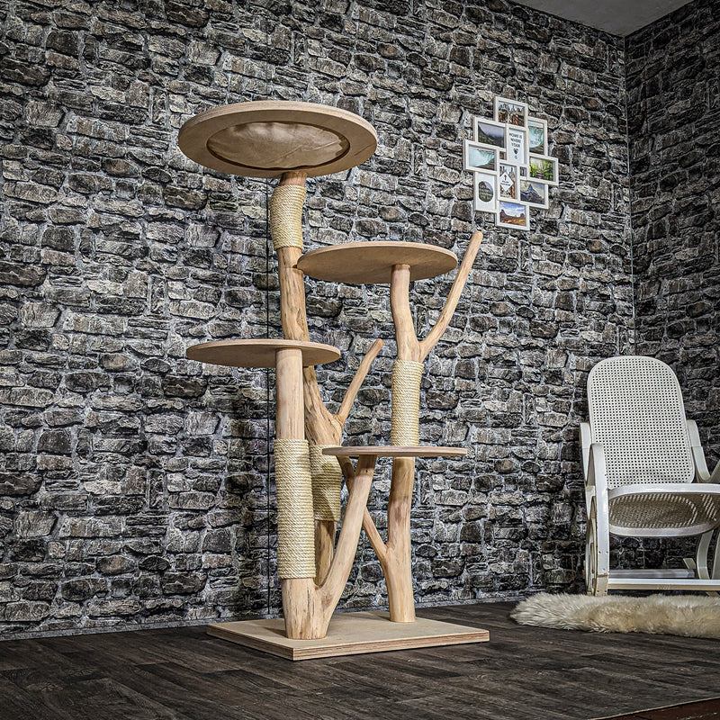 Naturkratzbaum 3753 Kratzbaum Natur Holz Design 145 cm hoch Katzenbaum