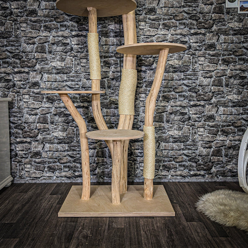 Naturkratzbaum 3760 Kratzbaum Natur Holz Design 205 cm hoch Katzenbaum