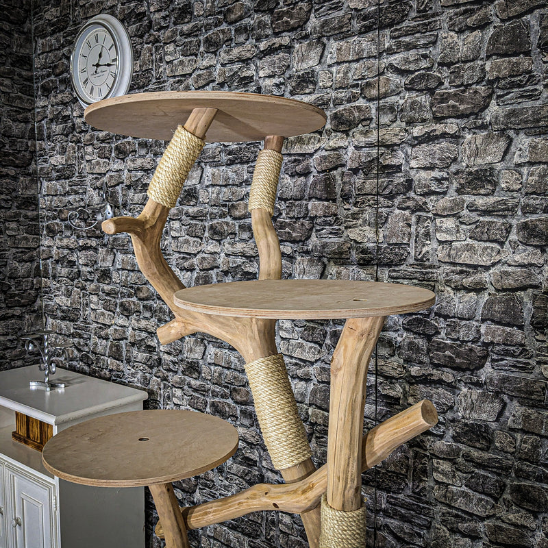 Naturkratzbaum 3763 Kratzbaum Natur Holz Design 165 cm hoch Katzenbaum