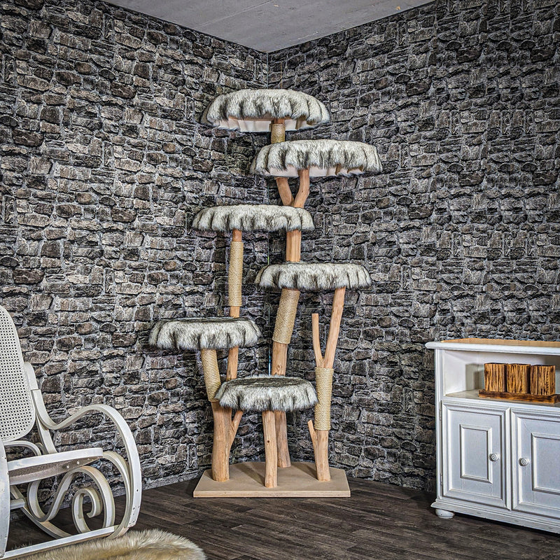 Eckkratzbaum Naturkratzbaum 3773 Kratzbaum Natur Holz Design 205 cm hoch Katzenbaum
