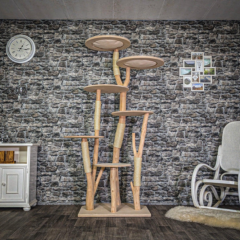 Eckkratzbaum Naturkratzbaum 3773 Kratzbaum Natur Holz Design 205 cm hoch Katzenbaum