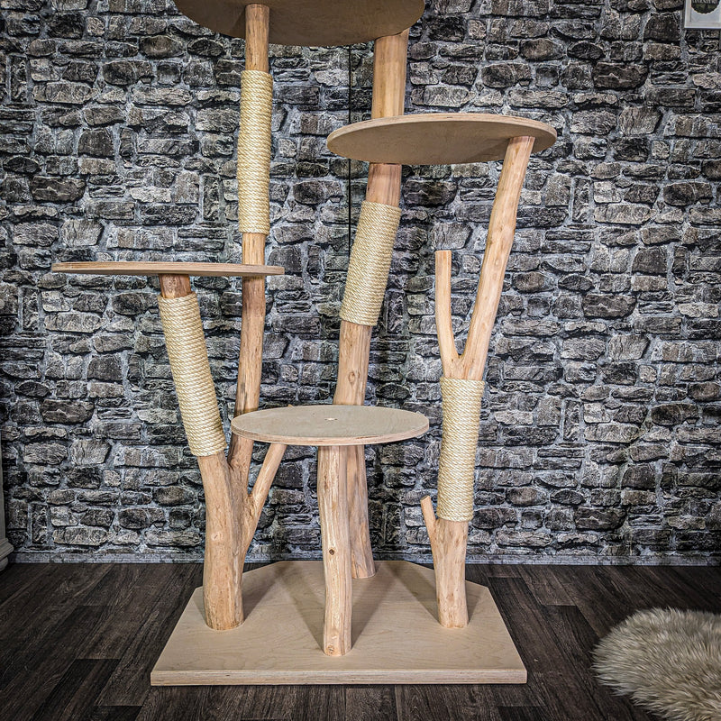 Eckkratzbaum Naturkratzbaum 3773 Kratzbaum Natur Holz Design 205 cm hoch Katzenbaum