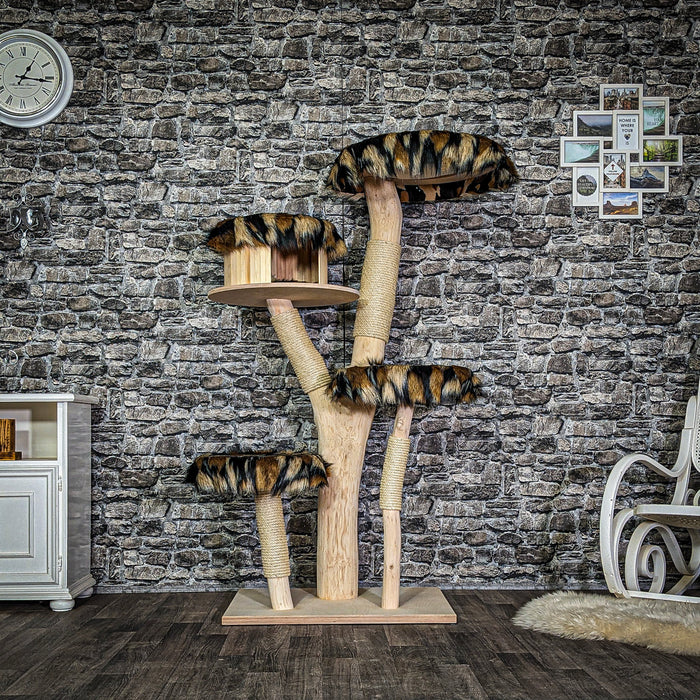 RESERVIERT + ÄNDERUNG - Naturkratzbaum 3774 Kratzbaum Natur Holz Design 163 cm hoch Katzenbaum