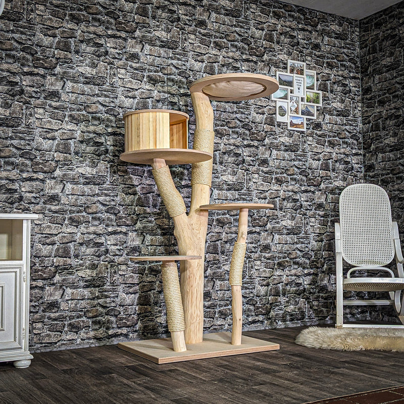 RESERVIERT + ÄNDERUNG - Naturkratzbaum 3774 Kratzbaum Natur Holz Design 163 cm hoch Katzenbaum