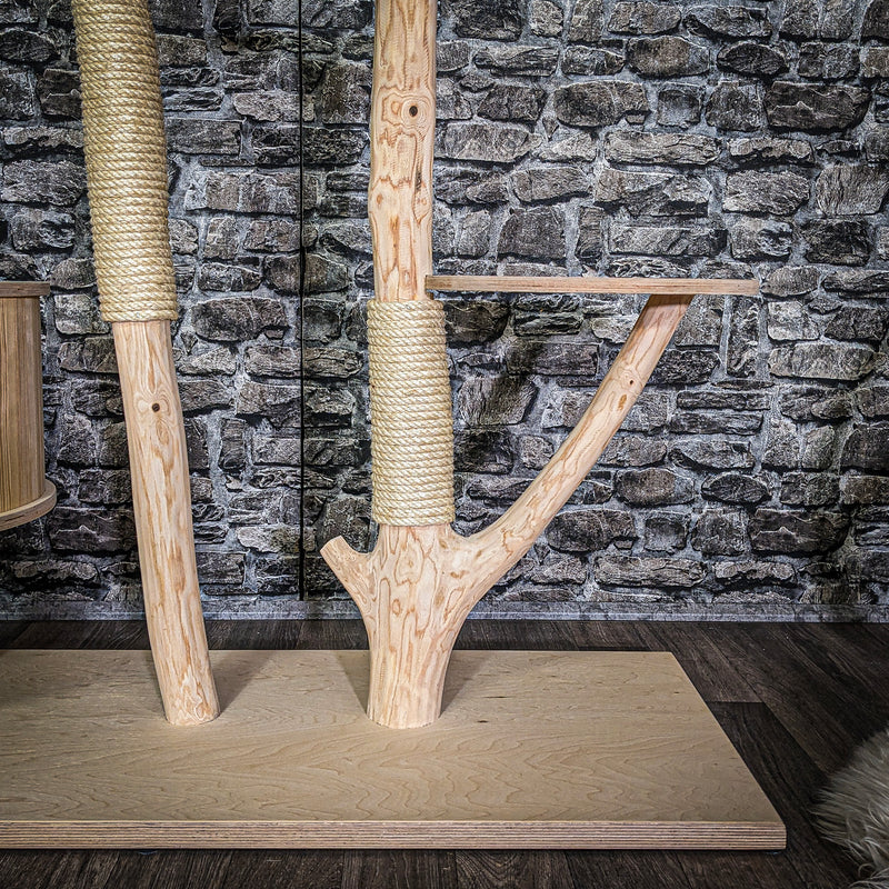 RESERVIERT + ÄNDERUNG - Naturkratzbaum 3779 Kratzbaum Natur Holz Design 123 cm hoch Katzenbaum