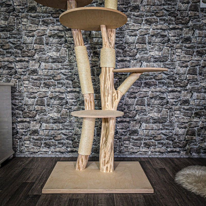 Naturkratzbaum 3809 Kratzbaum Natur Holz Design 225 cm hoch Katzenbaum