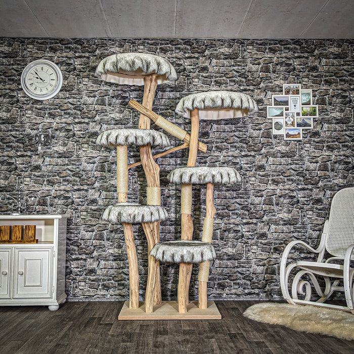 Naturkratzbaum 3810 Kratzbaum Natur Holz Design 205 cm hoch Katzenbaum