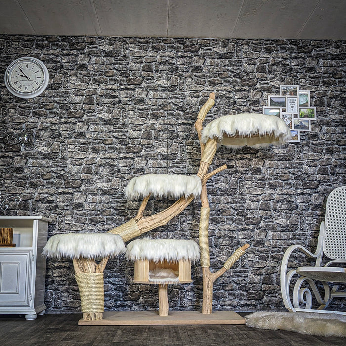 Naturkratzbaum 3836 Kratzbaum Natur Holz Design 185 cm hoch Katzenbaum