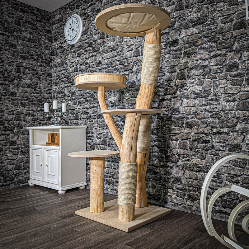 Naturkratzbaum 2499 Kratzbaum Natur Holz Design 158 cm hoch