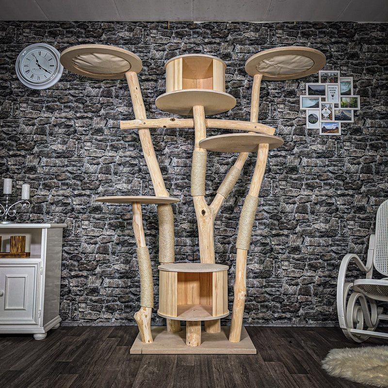 RESERVIERT Naturkratzbaum 2502 Kratzbaum Natur Holz Design 196 cm hoch