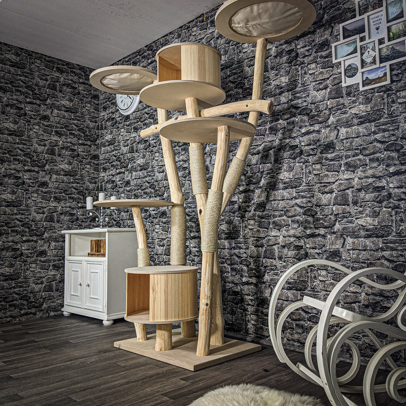RESERVIERT Naturkratzbaum 2502 Kratzbaum Natur Holz Design 196 cm hoch