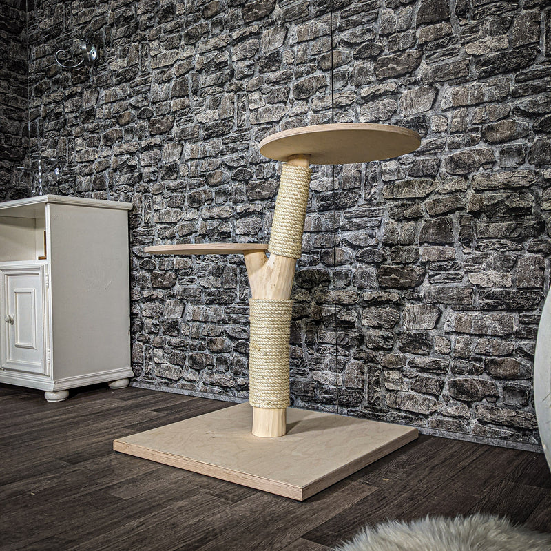 RESERVIERT + ÄNDERUNG - Naturkratzbaum 80 cm hoch Kratzbaum Natur Holz Design 2619 Katzenbaum