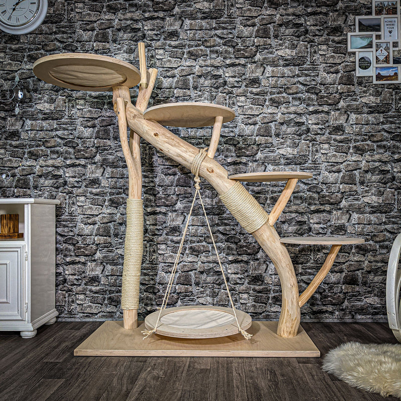 Naturkratzbaum 148 cm hoch Kratzbaum Natur Holz Design 2622 Katzenbaum