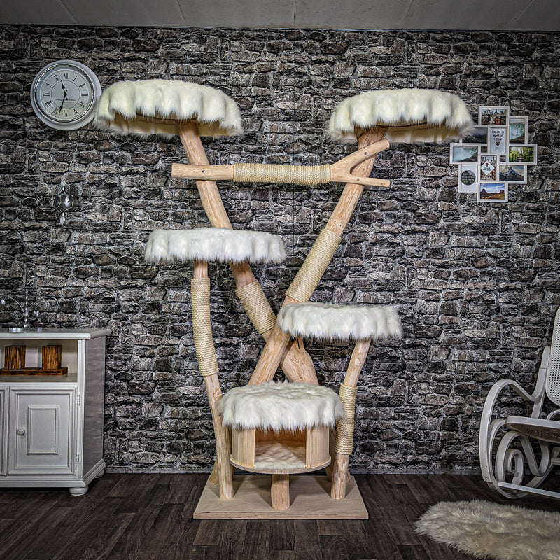 Naturkratzbaum 186 cm hoch Kratzbaum Natur Holz Design 2634 Katzenbaum