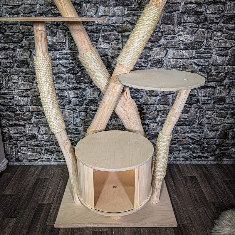 Naturkratzbaum 186 cm hoch Kratzbaum Natur Holz Design 2634 Katzenbaum