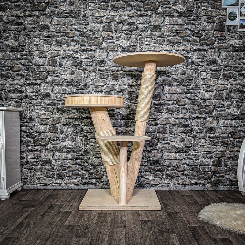 Naturkratzbaum 117 cm hoch Kratzbaum Natur Holz Design 2636 Katzenbaum