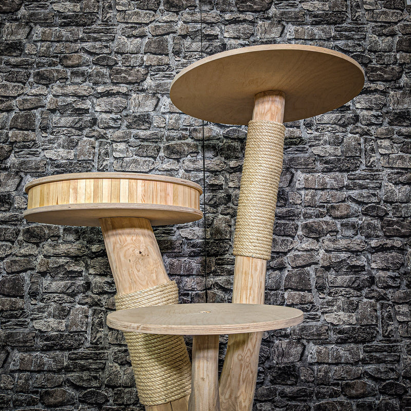 Naturkratzbaum 117 cm hoch Kratzbaum Natur Holz Design 2636 Katzenbaum