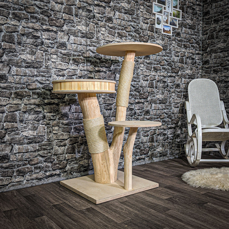 Naturkratzbaum 117 cm hoch Kratzbaum Natur Holz Design 2636 Katzenbaum