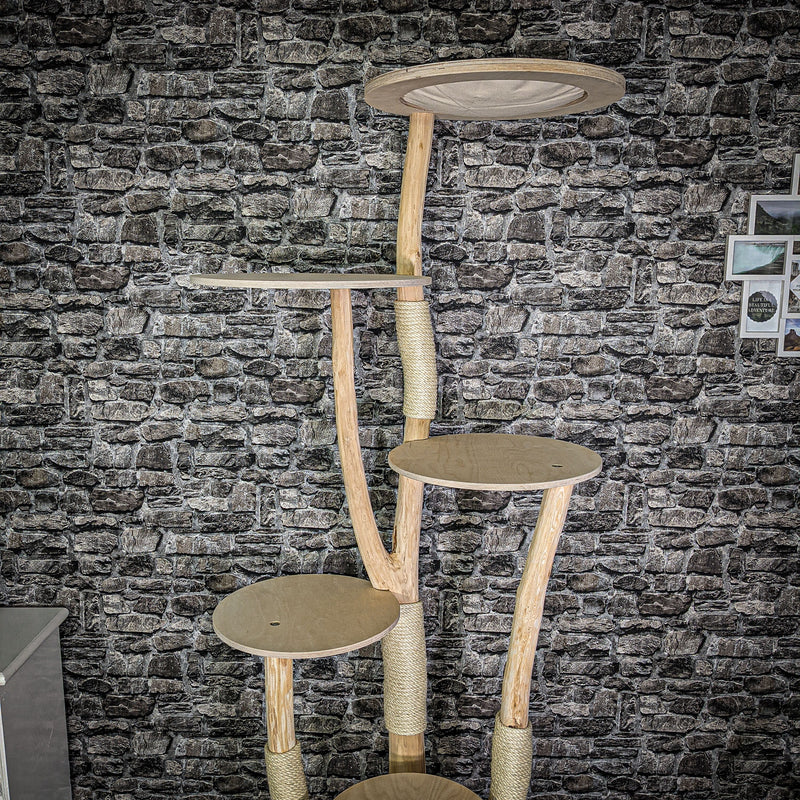 Naturkratzbaum 218 cm hoch Kratzbaum Natur Holz Design 2658 Katzenbaum